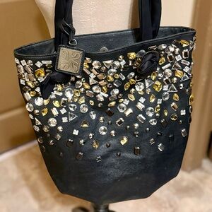 Simply Vera Wang Black Leather Tote Bag